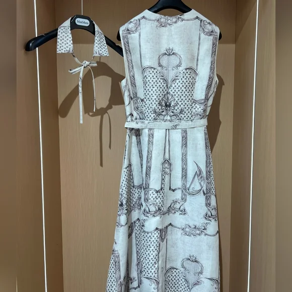 MaxMara Printed Mikado shirt dress - Ivory - Picture 12 of 14